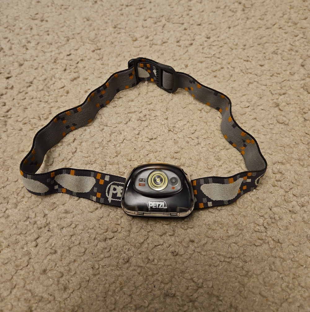Petzl Black and Gray LED Headlamp with Adjustable Strap